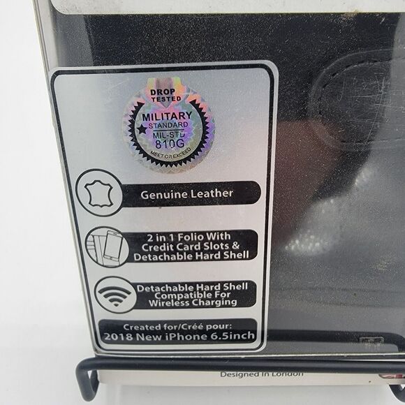 Uunique Genuine Leather Folio Wallet Case for iPhone XS Max - Black, Brand New - Picture 3 of 10